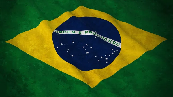 Grunge vlag van Brazilië - vuile Braziliaanse vlag 3d illustratie — Stockfoto
