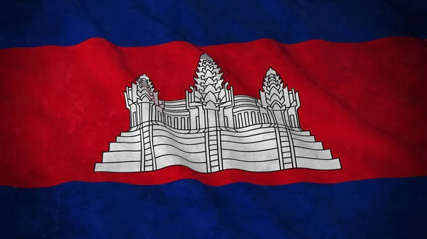 Bandeira Grunge do Camboja - Dirty Cambodian Flag 3D Illustration — Fotografia de Stock