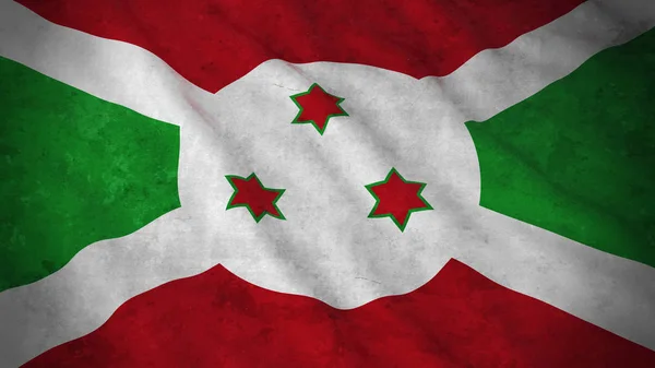 Bandera Grunge de Burundi - Dirty Burundian Flag 3D Illustration —  Fotos de Stock
