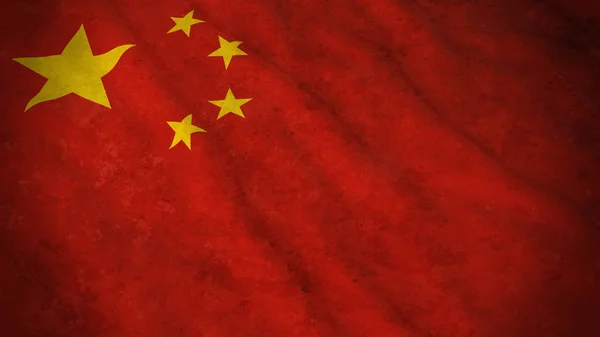 Bandeira Grunge da China - Ilustração 3D da bandeira chinesa suja — Fotografia de Stock