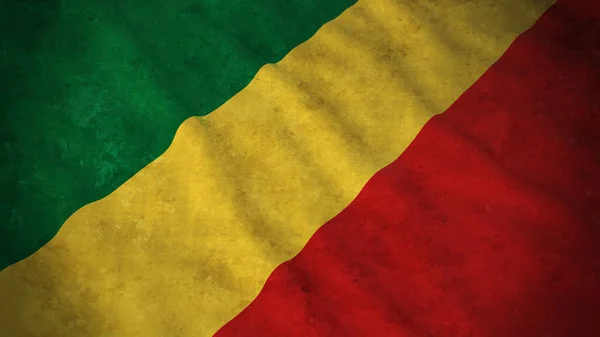 Grunge Flag of Congo - Illustrazione 3D della bandiera congolese sporca — Foto Stock