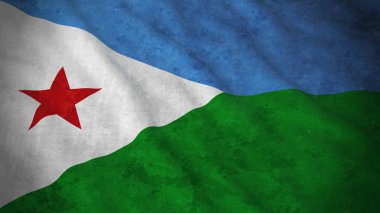 Cibuti - kirli Cibuti bayrağı Grunge bayrak 3d çizim