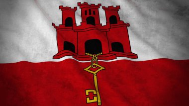 Grunge bayrak Cebelitarık - kirli Gibraltan bayrak 3d çizim