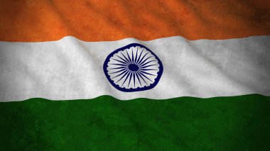 Hindistan - kirli Hint Grunge bayrağı bayrak 3d çizim