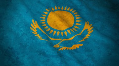 Kazakistan - kirli Kazakistan bayrağı 3d çizim Grunge bayrağı
