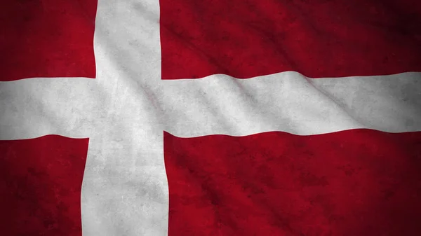 Grunge flagga Danmark - smutsiga danska flaggan 3d Illustration — Stockfoto