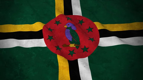 Grunge Flag of Dominica - Dirty Dominican Flag 3D Illustration — Stock Photo, Image