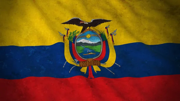 Bandiera Grunge dell'Ecuador - Illustrazione 3D della bandiera ecuadoriana sporca — Foto Stock