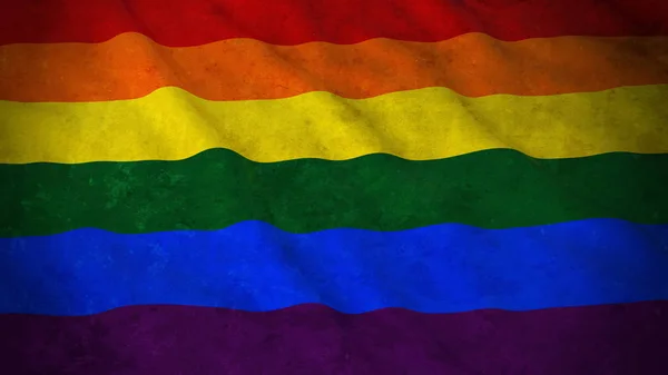 Grunge zászlaja Gay Pride - piszkos LMBT Szivárvány zászló 3D-s illusztráció — Stock Fotó