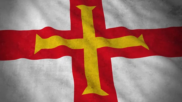 Bandera Grunge de Guernsey - Dirty Channel Island Flag Ilustración 3D —  Fotos de Stock