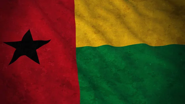 기니 비사우-비사우 Guinean 더러운의 그런 지 플래그 플래그 3d 그림 — 스톡 사진