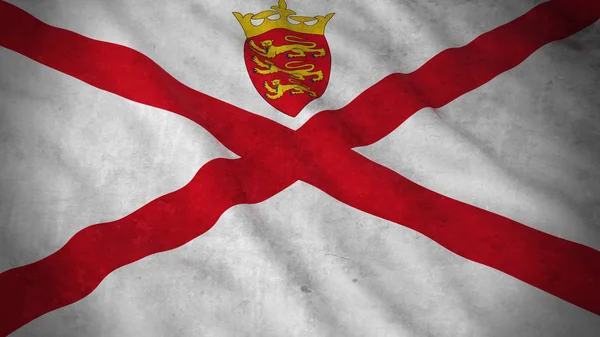 Grunge lippu Jersey - likainen Channel Island Flag 3D kuvitus — kuvapankkivalokuva