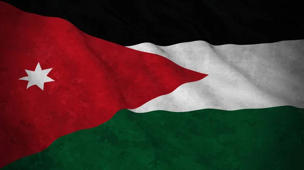 Гранж Прапор Йорданії - брудні Йорданський прапор 3d ілюстрація — стокове фото