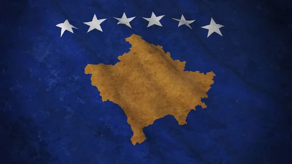 Grunge Bandeira do Kosovo - Dirty Kosovan Bandeira 3D Ilustração — Fotografia de Stock