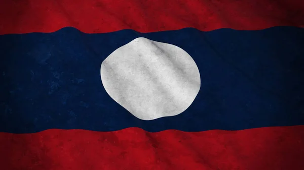 Grunge Flagge von Laos - schmutzige laotische Flagge 3D Illustration — Stockfoto