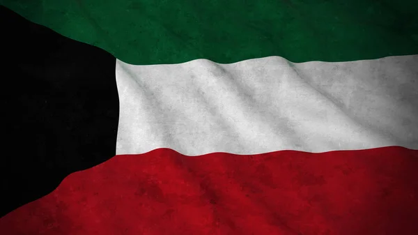 Grunge Bandeira do Kuwait - Dirty Kuwaiti Bandeira 3D Ilustração — Fotografia de Stock