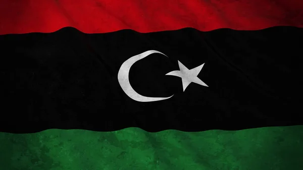 Grunge zászlaja Líbia - piszkos Líbiai lobogó 3D-s illusztráció — Stock Fotó
