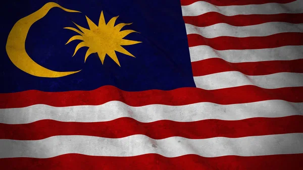 Grunge σημαία της Μαλαισίας - βρώμικο μαλαισιανή σημαία 3d απεικόνιση — Φωτογραφία Αρχείου