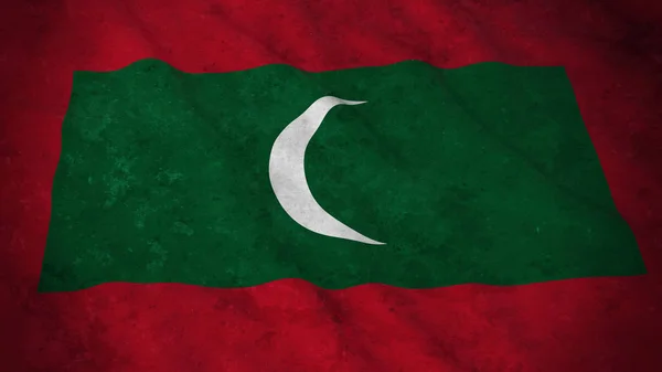 Maldív-szigetek - piszkos Maldív grunge zászlaja lobogó 3D-s illusztráció — Stock Fotó