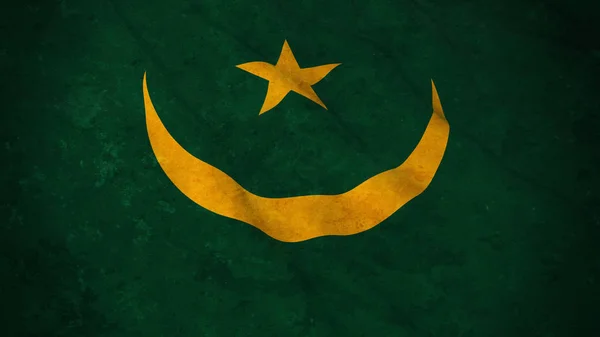 Grungeflagget til Mauritania - Dirty Mauritanian Flag 3D Illustrasjon – stockfoto