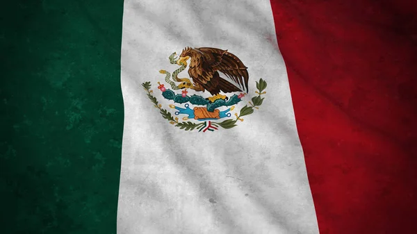 Grunge flagga Mexico - smutsiga mexikanska flagga 3d Illustration — Stockfoto