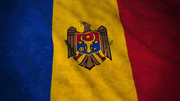 Moldova - kirli Moldova bayrağı 3d çizim Grunge bayrağı — Stok fotoğraf