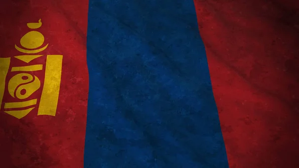 Grunge Bandeira da Mongólia - Dirty Mongolian Flag 3D Illustration — Fotografia de Stock
