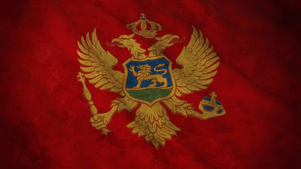 Grunge vlag van Montenegro - vuile Montenegrijnse Vlag 3d illustratie — Stockfoto