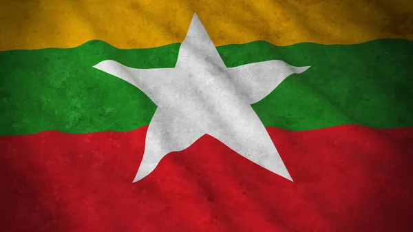 Grunge Flag of Myanmar - Illustration 3D du drapeau birman sale — Photo