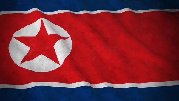 북한-더러운 북한의 그런 지 플래그 플래그 3d 그림 — 스톡 사진
