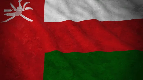 Grunge vlag van Oman - vuile Omani vlag 3d illustratie — Stockfoto