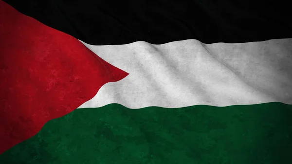 Grunge Flag of Palestine - Dirty Palestinian Flag 3D Illustration