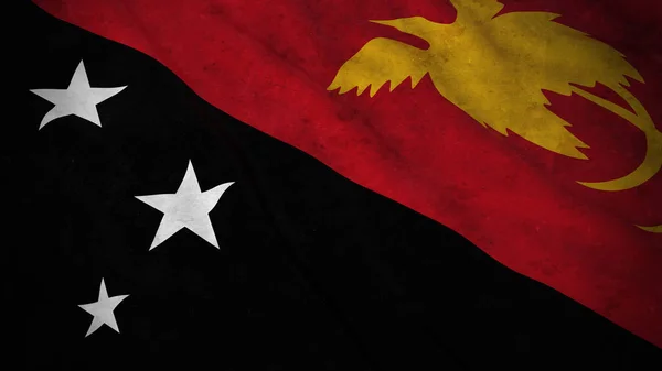 Pápua Új-Guinea - piszkos Pápua grunge zászlaja lobogó 3D-s illusztráció — Stock Fotó