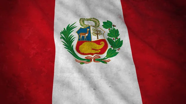 Bandeira Grunge do Peru - Ilustração 3D da bandeira peruana suja — Fotografia de Stock