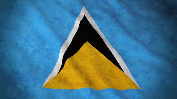 Grunge Bandeira de Santa Lúcia - Dirty Saint Lucian Bandeira 3D Ilustração — Fotografia de Stock