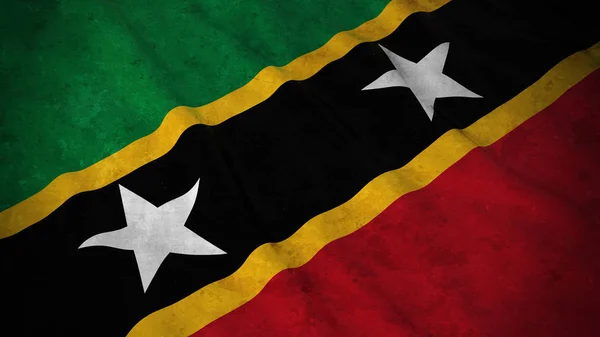 Bandiera Grunge di Saint Kitts e Nevis - Illustrazione 3D della Bandiera Sporca Kittitiana o Nevisiana — Foto Stock