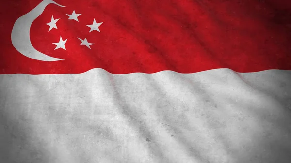 Grunge σημαία της Σιγκαπούρης - βρώμικο Σιγκαπούρης σημαία 3d απεικόνιση — Φωτογραφία Αρχείου