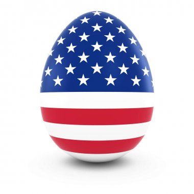 Yumurta beyaz izole Amerika Birleşik Devletleri bayrağı ile 3d çizim