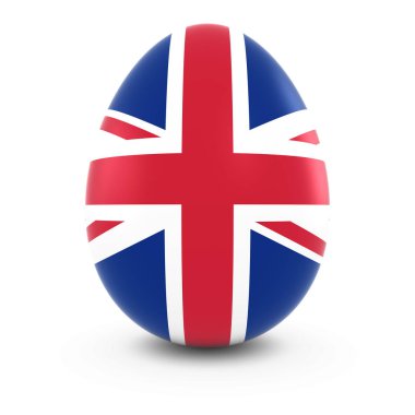 Yumurta beyaz izole İngiltere bayrağı ile 3d çizim