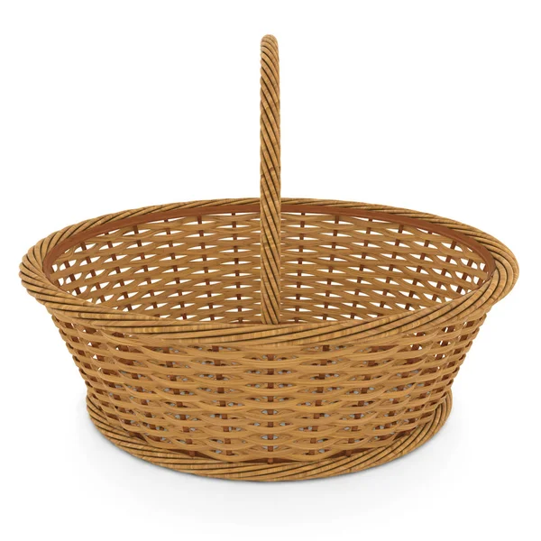 Empty Wicker Basket Isolated on White Background 3D Illustration — Stock Photo, Image