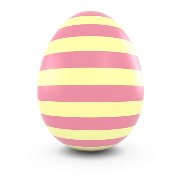 Закрашенное пасхальное яйцо с розовыми полосками, изолированными на белой 3D иллюстрации — стоковое фото