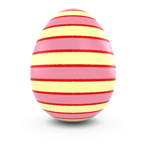 Huevo de Pascua pintado con rayas aisladas en blanco Ilustración 3D — Foto de Stock