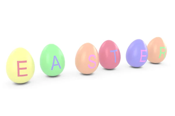 Huevos de Pascua de Color Ortografía Ilustración 3D de Pascua — Foto de Stock