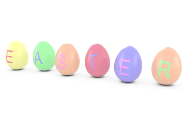 Kolorowe pisanki, sprecyzowania, Wielkanoc ilustracja 3d — Zdjęcie stockowe