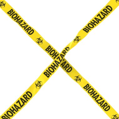 Biohazard Barrier Tape Yellow and Black Cross Isolated on White  clipart