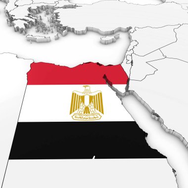 3D harita mısır mısır bayrak beyaz arka plan 3d Illust