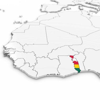 Togo beyaz Togolu bayrağı ile 3D harita arka plan 3d Illustr