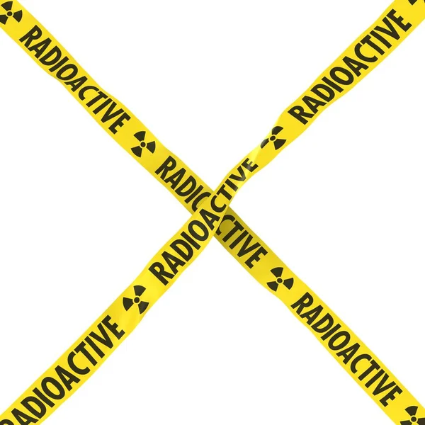 Radioactive Barrier Tape Yellow and Black Cross Isolated on Wit — стоковое фото