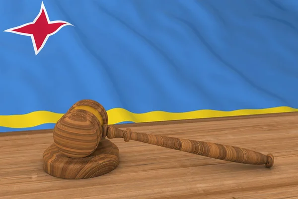 Konzept des arubanischen Rechts - Fahne aus aruba hinter Richtergabel 3D-Illustration — Stockfoto
