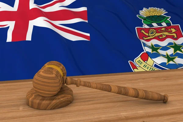 Caymanian jogi fogalom - bíró mögött a Kajmán-szigetek zászlaja marok 3D-s illusztráció — Stock Fotó